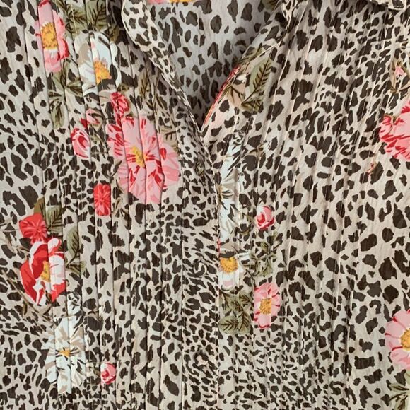 Nanette Lepore leopard floral print long sleeve flared dress - Picture 4 of 12